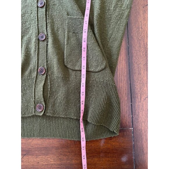 J.Crew Cardigan Green Wool Blend Button Down Oversized Pockets Women's Medium - Picture 9 of 10